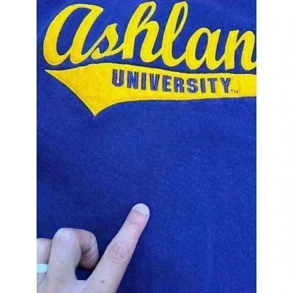 Vtg 90's Ashland University Embroidered Sweatshirt Purple Russell Athletics M